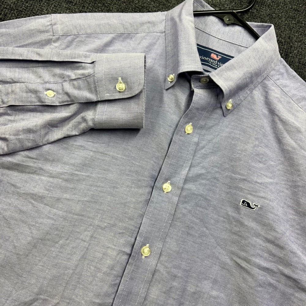 Vineyard Vines Mens Slim Fit Whale Shirt Blue Cotton Button Down Size M
